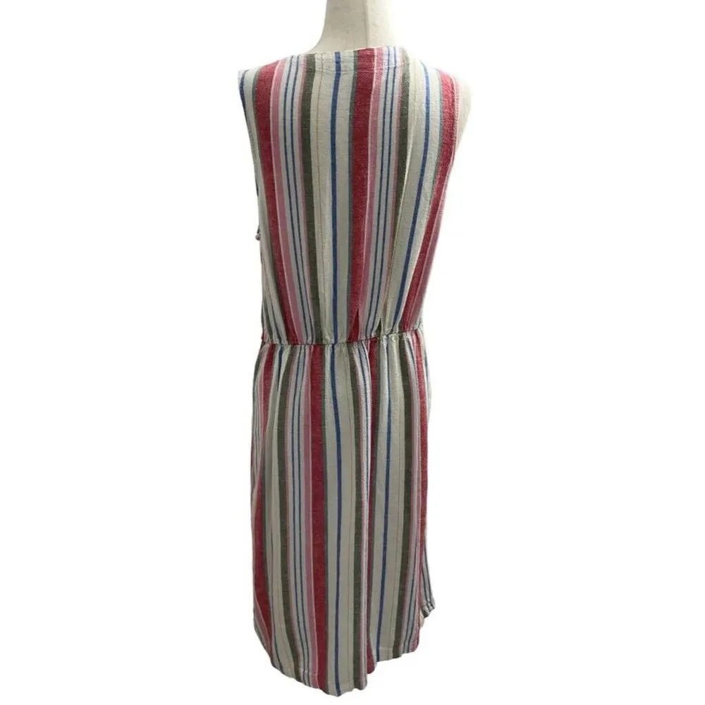 Old Navy Women Size Small Striped Dress Button Front Summer Linen 2-726 - Image 5