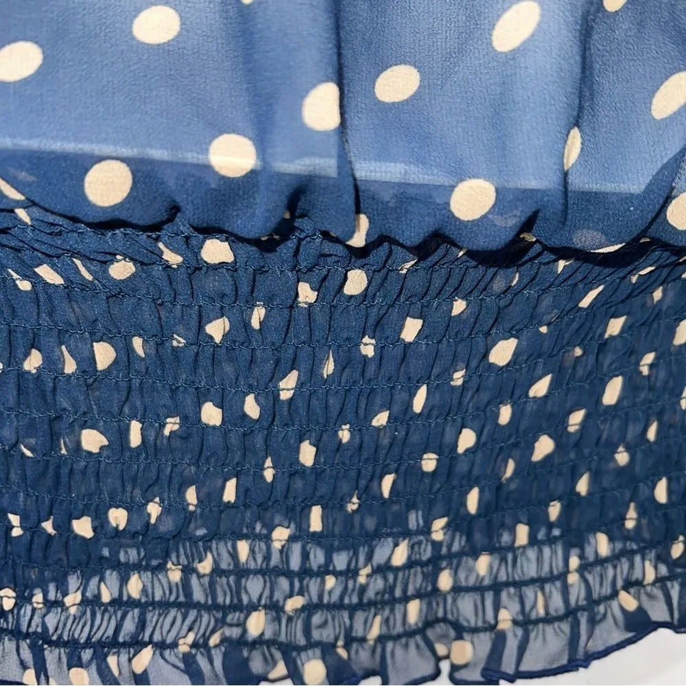 Cecico Tube Top Sheer Chiffon Polka Dot Fabric w/4 Front Eyelet Ruffles-Size M - Image 6