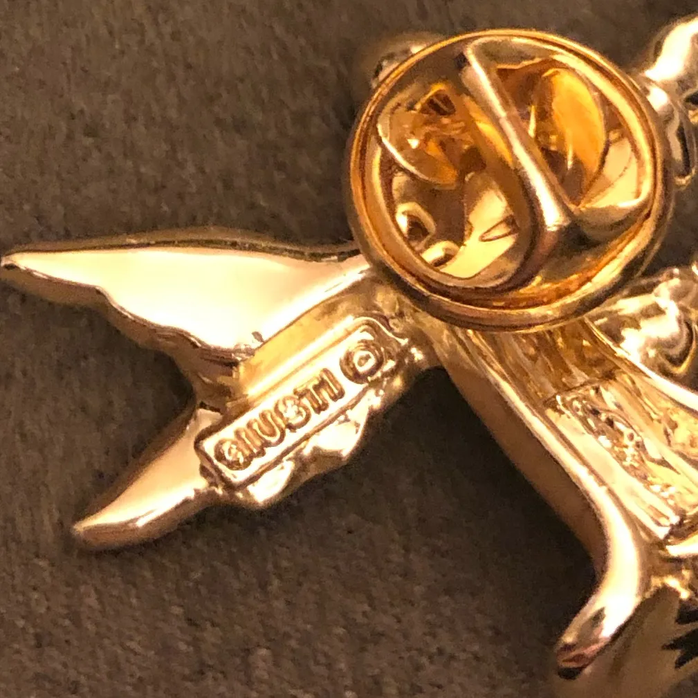 Gold Tone Angel Brooch Pin | Celestial Guardian with Crystal Stars - Image 6