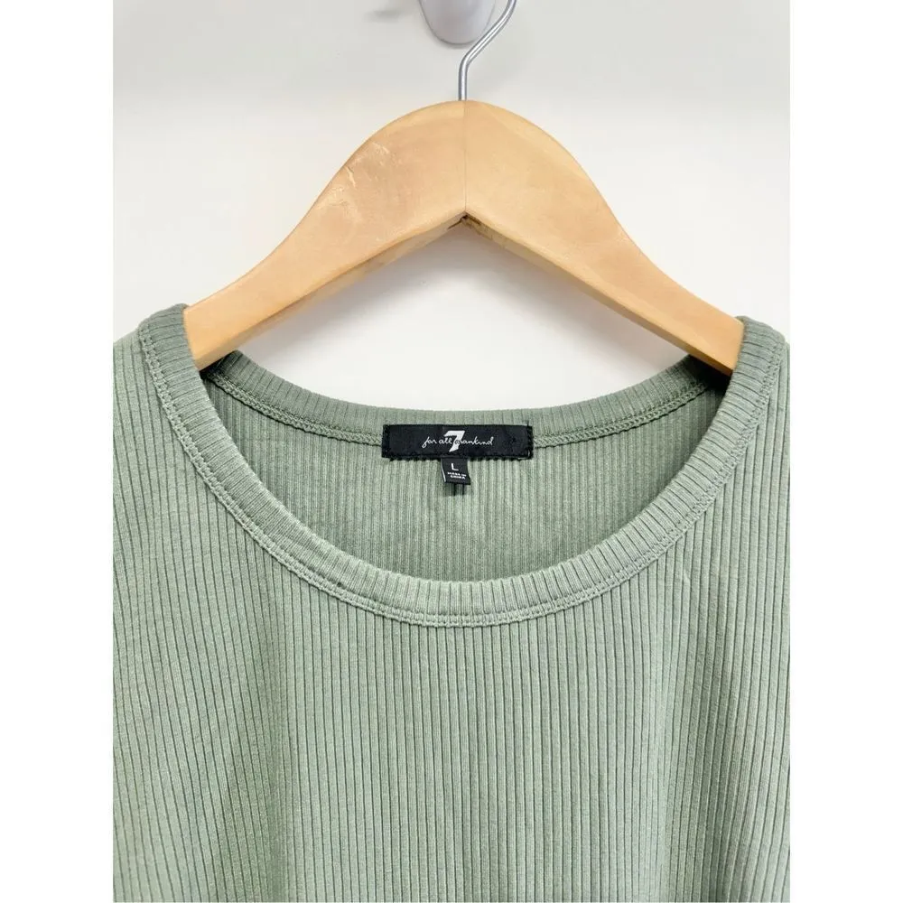 7 For All‎ Mankind Sweater Womens Size Large Green Long Sleeve Ribbed NEW - Image 5