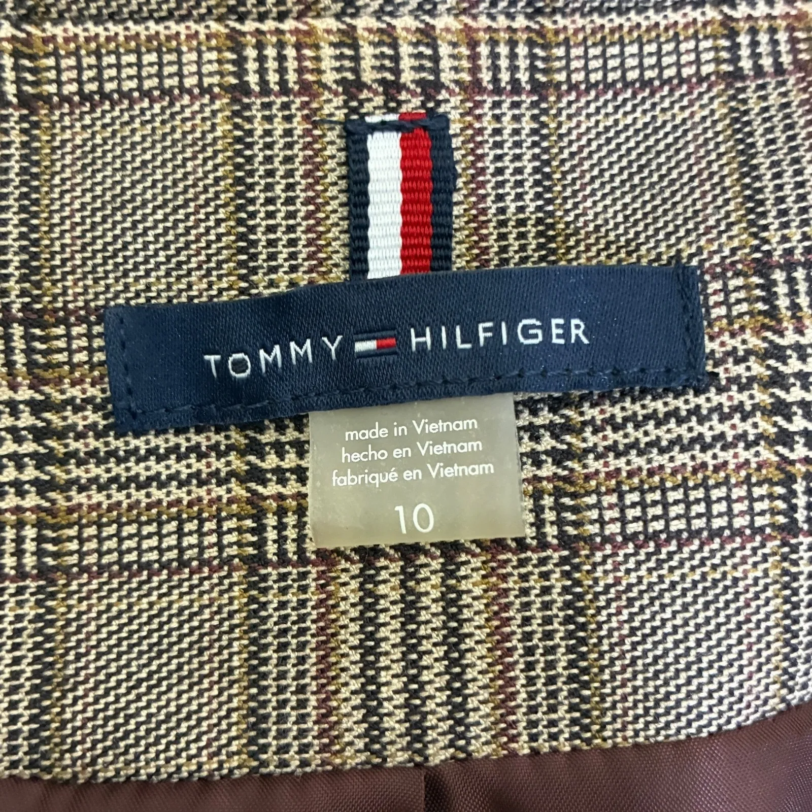 Tommy Hilfiger Plaid Blazer Size 10 Brown Preppy Old Money Light Academia - Image 9