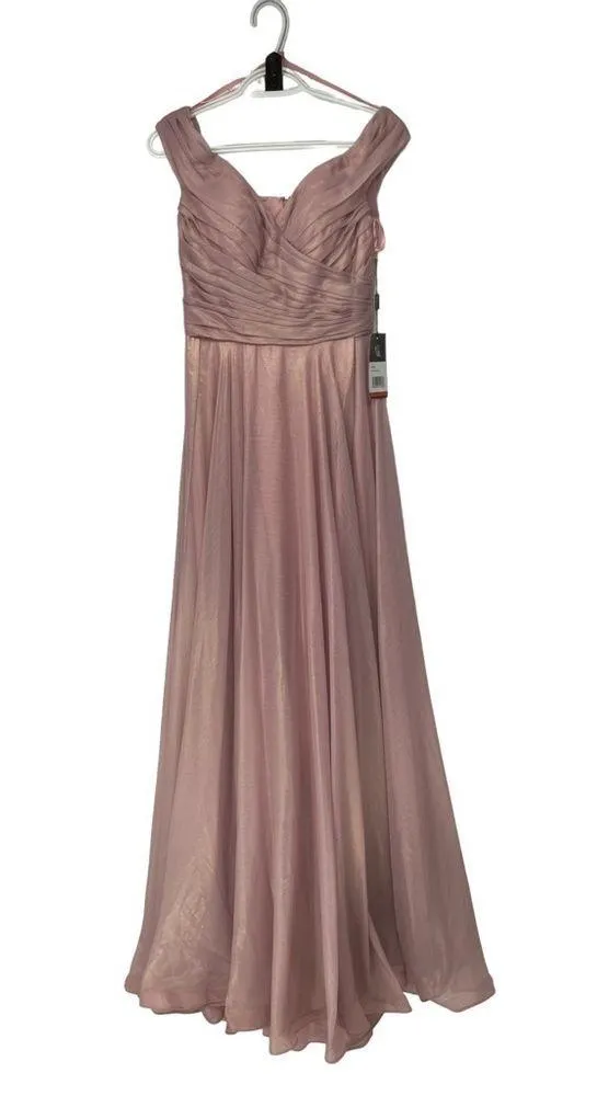 La Femme 29172 Pink Metallic Off Shoulder Formal Prom Gown Size 4 NWT - Image 3