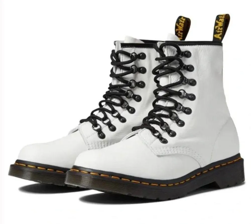 Dr. Martens 1460 LACED VIRGINIA LEATHER LACE UP BOOTS Size 6 in White - Image 11