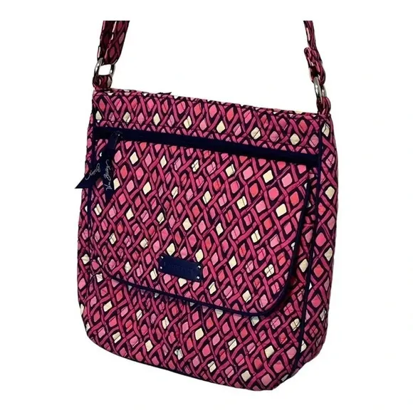 VERA BRADLEY‎ KATALINA DOUBLE ZIP PINK DIAMONDS CROSSBODY PURSE POCKETS RETIRED - Image 2