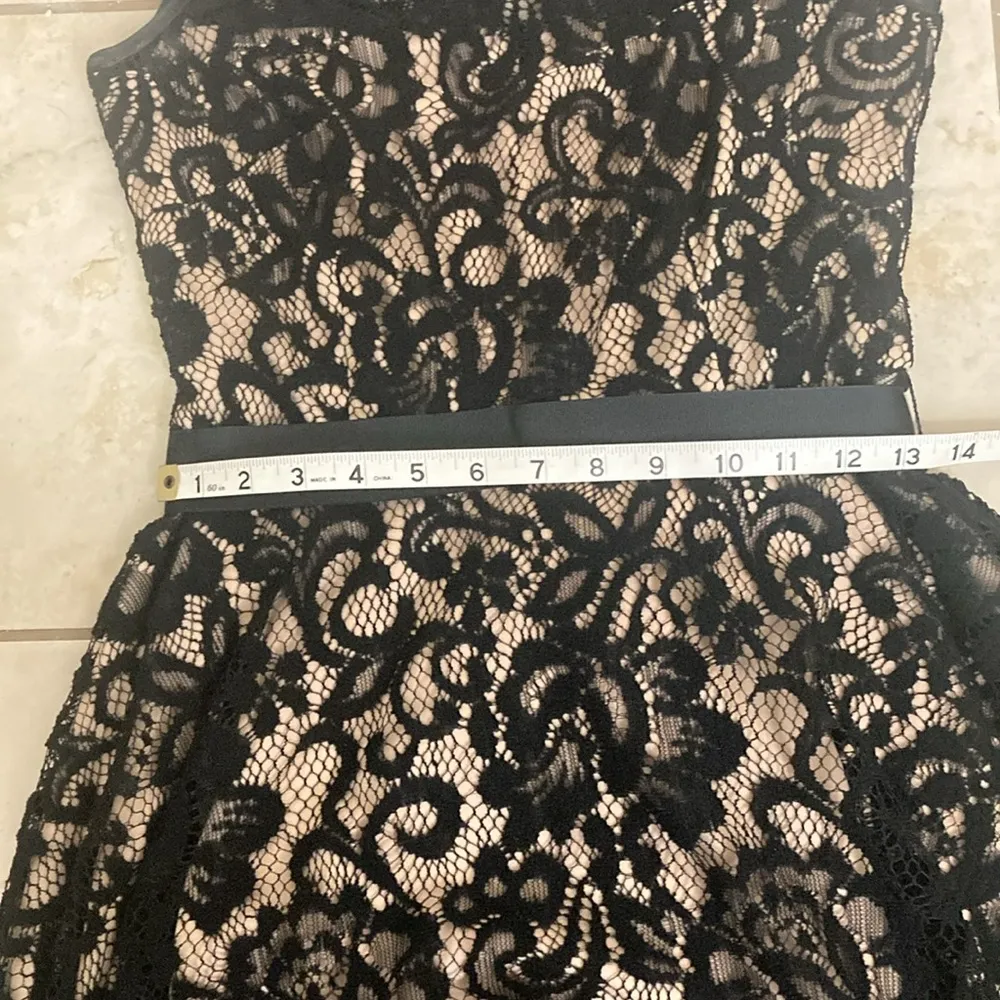Betsey and Adam Black and Nude Lace Formal Dress - Image 9