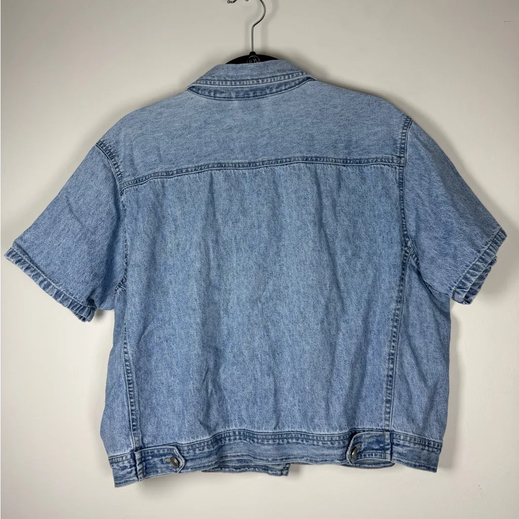 Crossroads Vintage 90s Style Boxy Cut Denim Shirt Sz XL Heritage Western Country Blue - Image 8