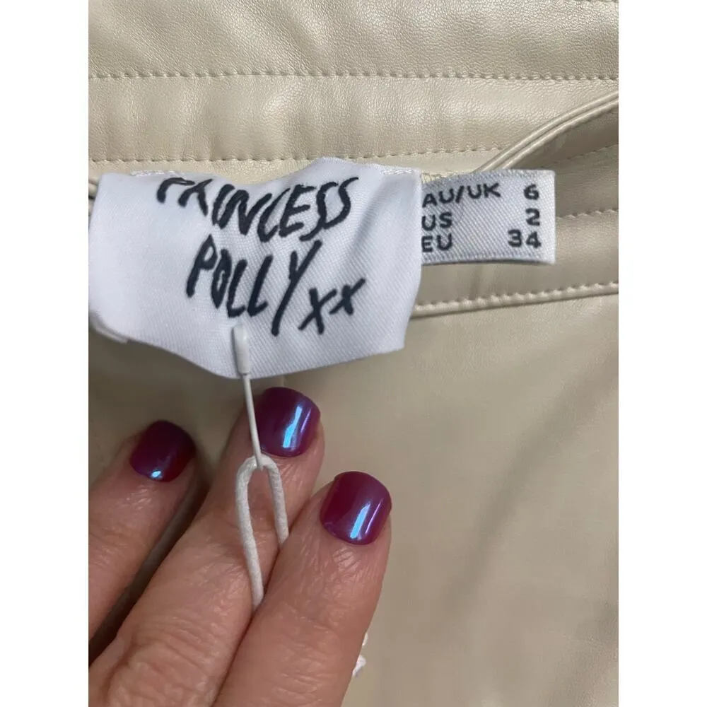 Princess Polly New Love Club Pants Faux Leather Cream Size 2 NWT - Image 3