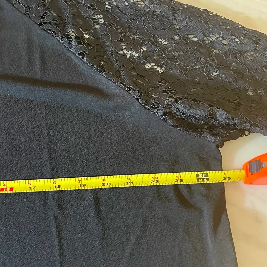 NY Collection Womens Black Lace Sleeve Long Sleeve Blouse Stretch Top 3X - Image 6