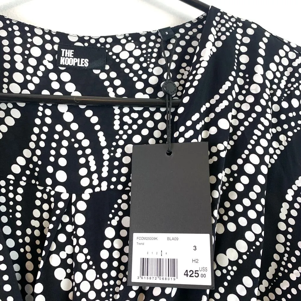 NWT The Kooples Printed Long Sleeve V-Neck Plunge Belted Plunge Jumpsuit Size 3 - Image 8