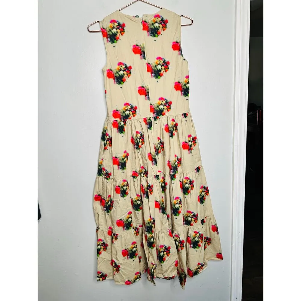 ADAM LIPPES COLLECTIVE Khaki Crewneck Hourglass Tiered Poplin Maxi Dress Size 2 - Image 6