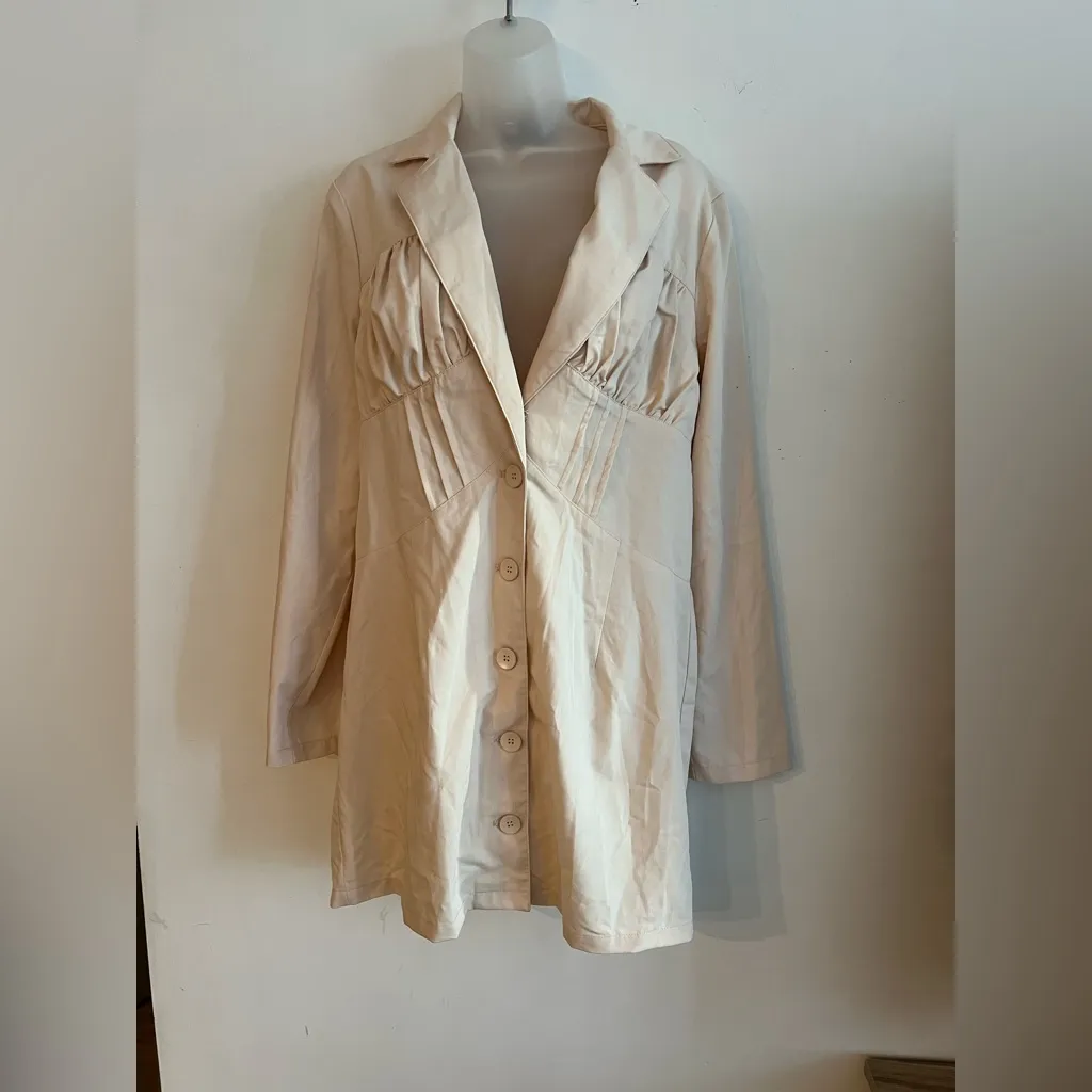 Cider Beige Button Front Blazer Dress XL Long Sleeve Tailored Neutral - Image 3