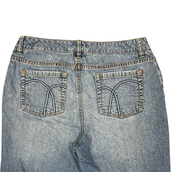 Liz Claiborne‎ Capri Jeans Sz 12 Light Wash Rolled Hem VTG Cotton Denim Retro - Image 6
