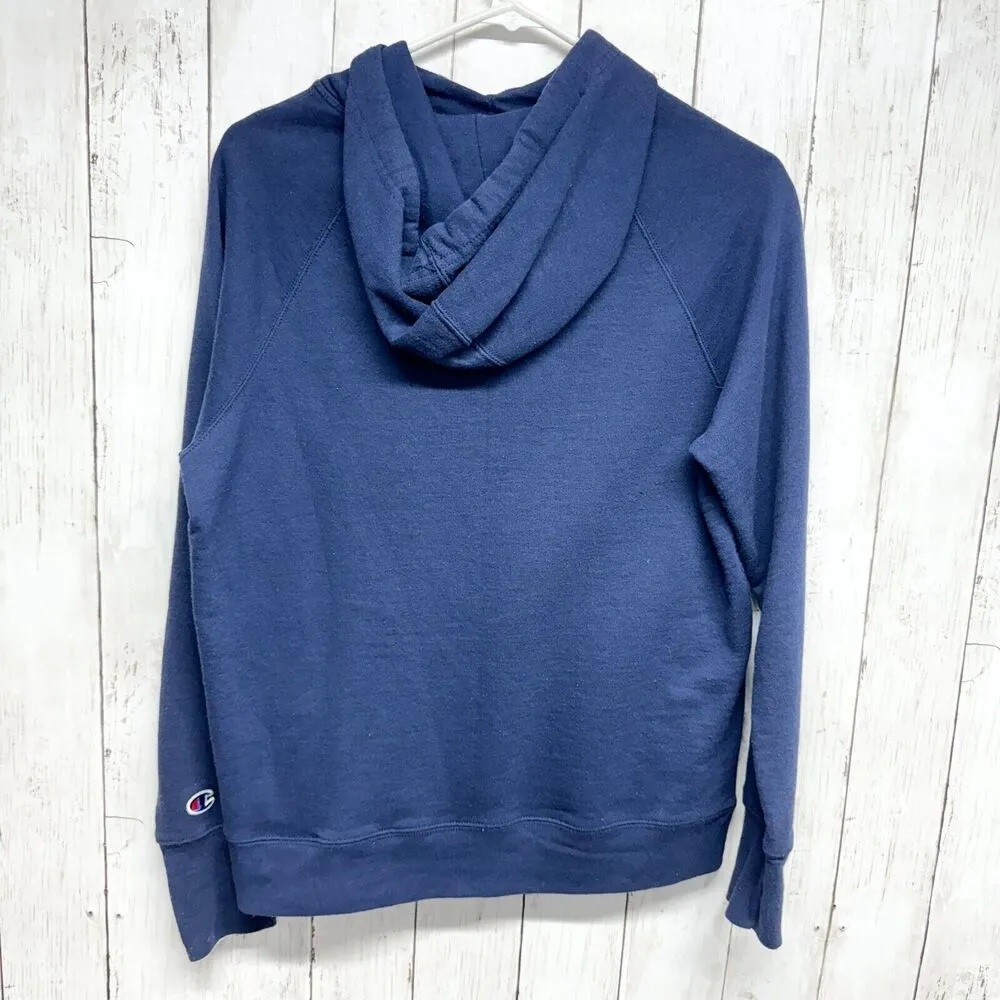 Champion Hoodie Women Size Small Blue Open Pocket Cotton Logo Pastel Casual Fit - Image 4