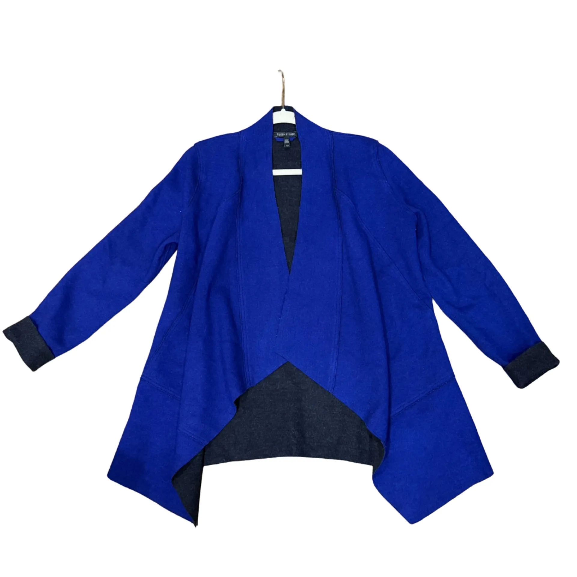 💙 Eileen Fisher Merino Wool Open-Front Cardigan Blue & Gray Women’s Smal - Image 5