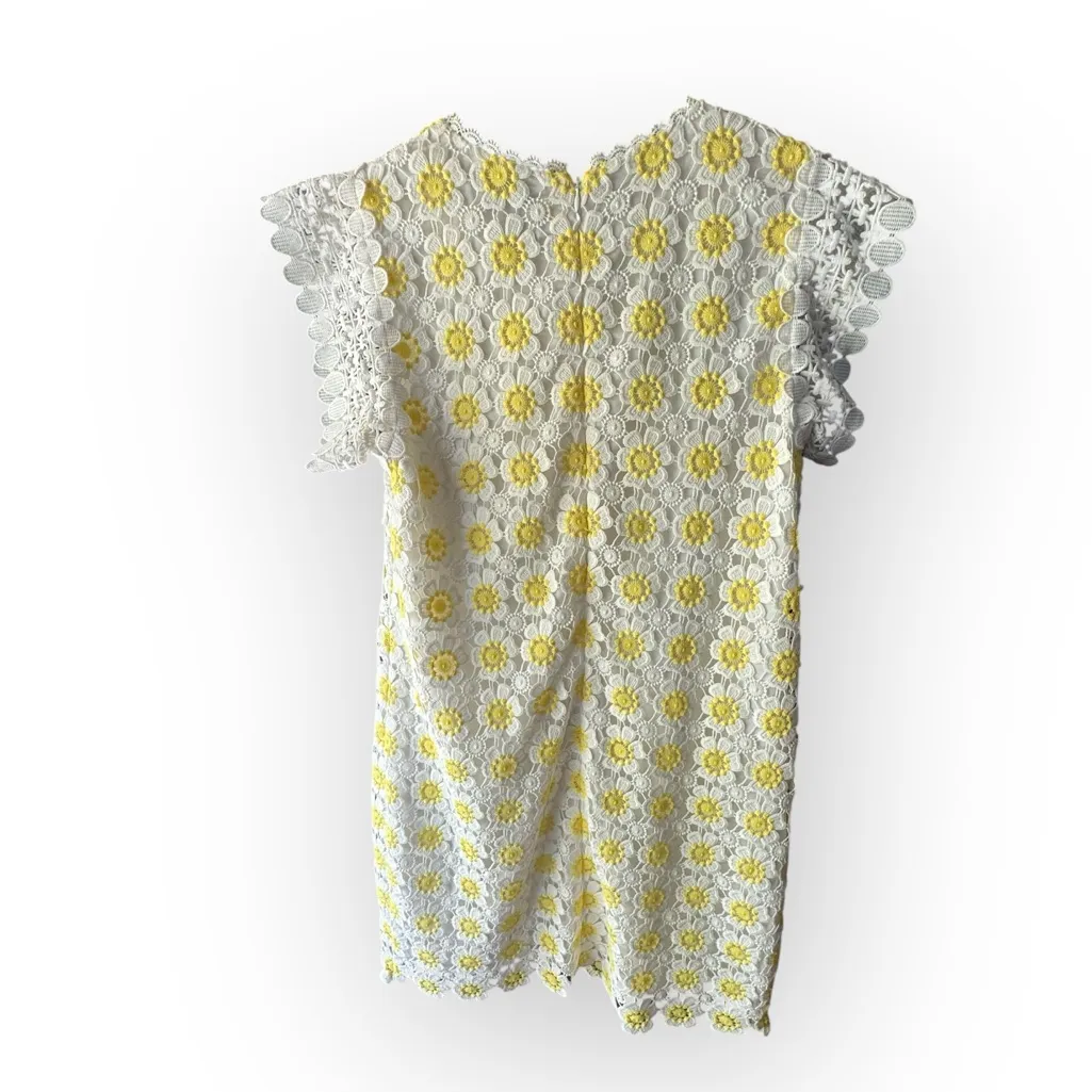 J. Crew Floral Lace Yellow Daisy Crochet Dress - Image 3