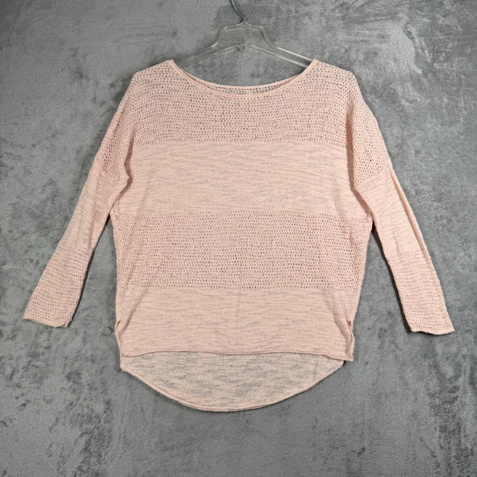 Lou & Grey Pink Open Knit‎ Sweater Women S Crew Neck Open Knit Pullover Coastal - Image 2