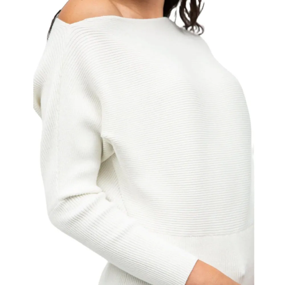 n:philanthropy  White Off Shoulder Ribbed Sweater Elda Size Medium New - Image 20