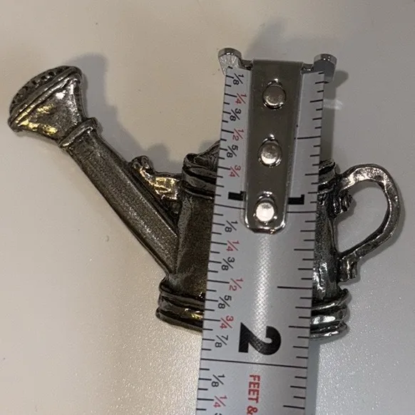 Sheridan Pewter Gardening Watering Can Brooch Pin Silver - Image 5