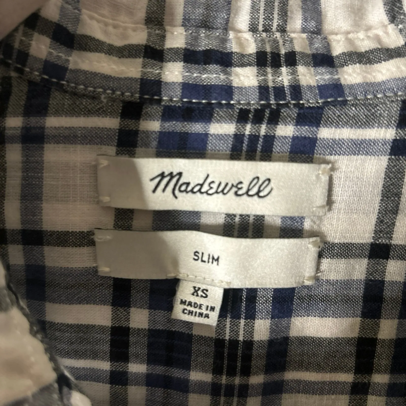 Madewell Slim Ex-Boyfriend Plaid Button Down Shirt XS Academia Classic Preppy - Image 12