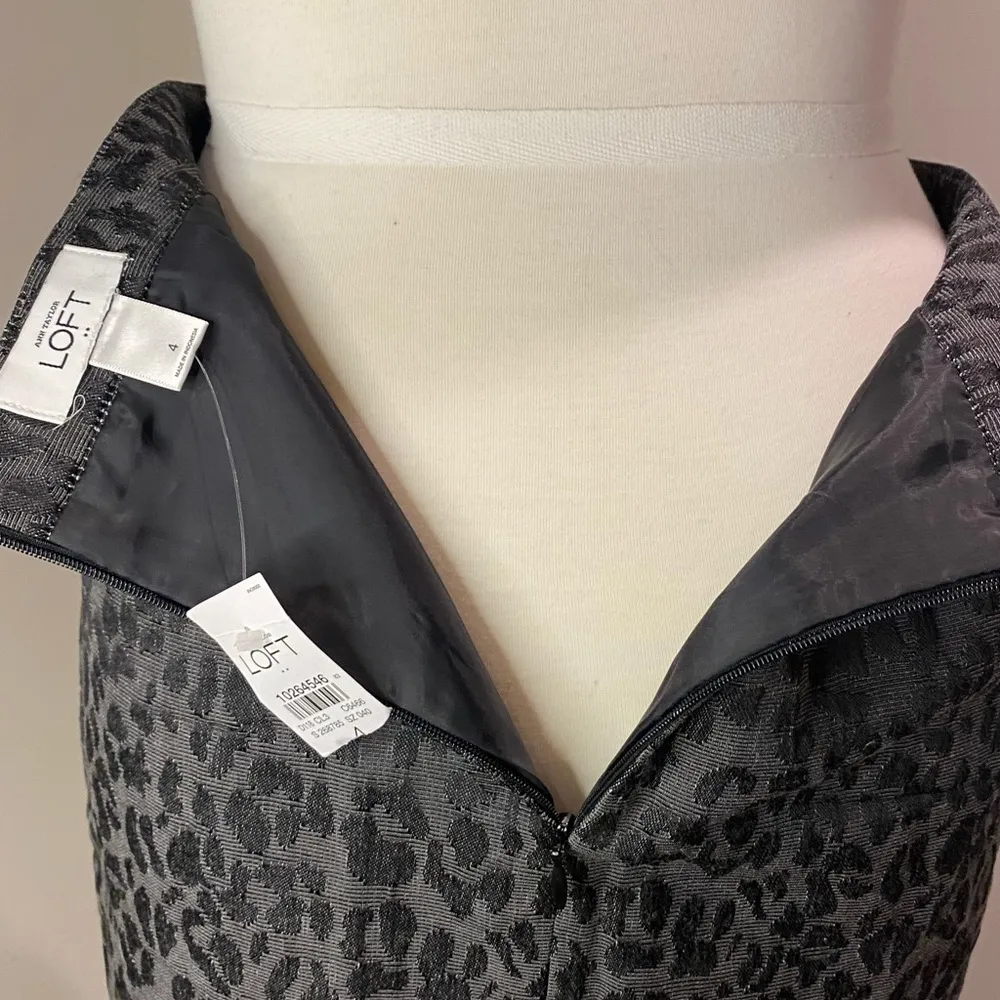 Ann Taylor Loft Black Gray Leopard Print Skirt Size 4 - Image 11