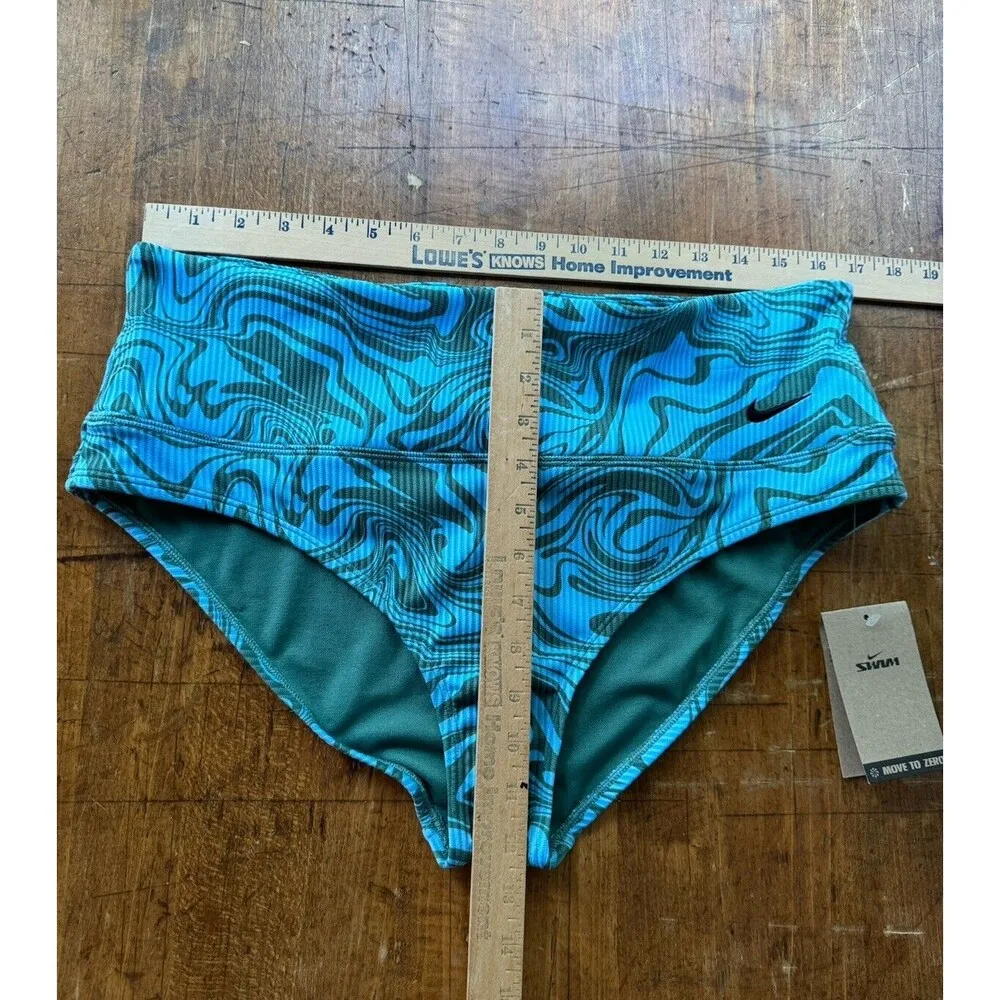 Women's High Rise Swim Bottom Swirl- Aquarius Blue Size XL Blue Green New - Image 7