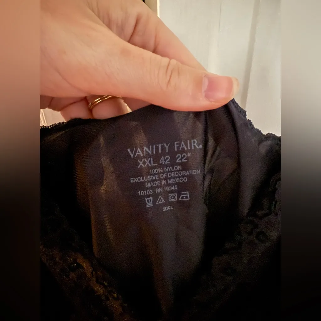 Vanity Fair Black Lace Trim Nightgown Slip Chemise Pajamas Sleep Dress Size XXL - Image 4