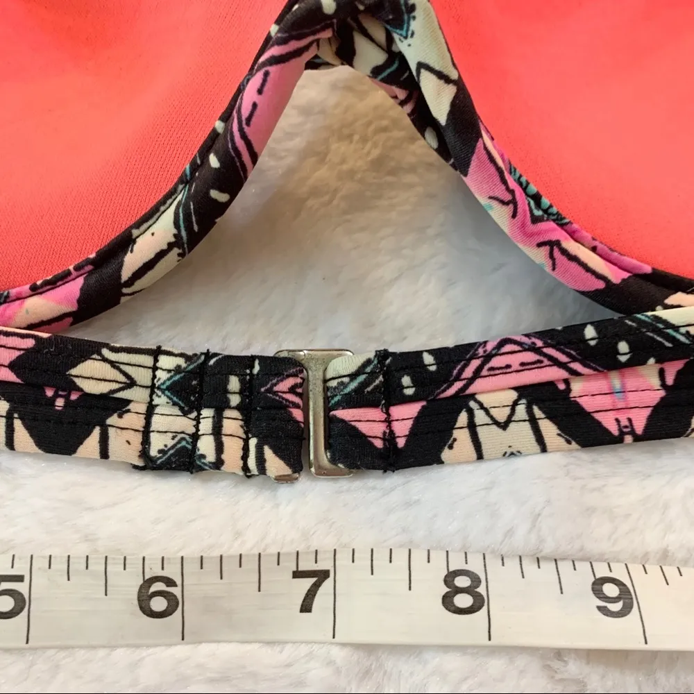 Multicolor Boho Tribal Halter Bikini Top Size Small Black - Image 5