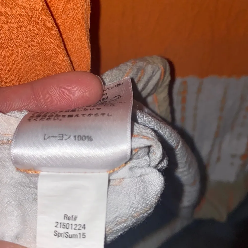 Eddie Bauer Orange Crepe Tank Top w/Batik - Tie Dye Hem Sz M Rayon - Image 7