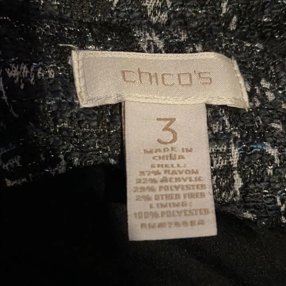 Chico's Gray Metallic Fringe Boucle Jacket 3/L - Image 13