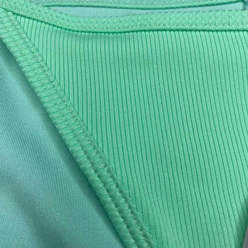 Peixoto Tinga Triangle Cheeky Bikini Bottom Thin Side Straps Mint Rib XS - Image 6