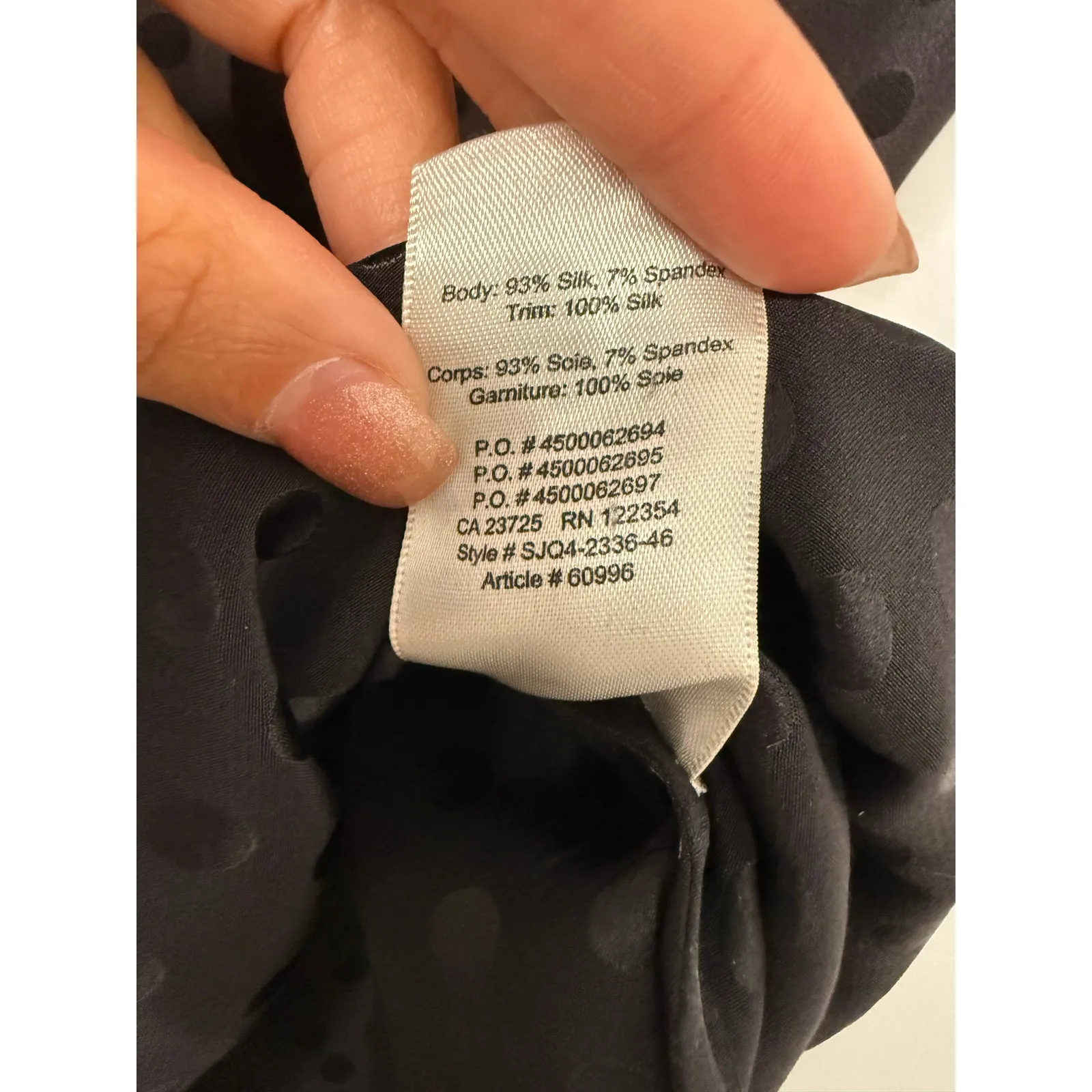 Aritzia Wilfred Silk Black Polka Dot High Low Back Zip Dressy Tank Blouse size S - Image 4