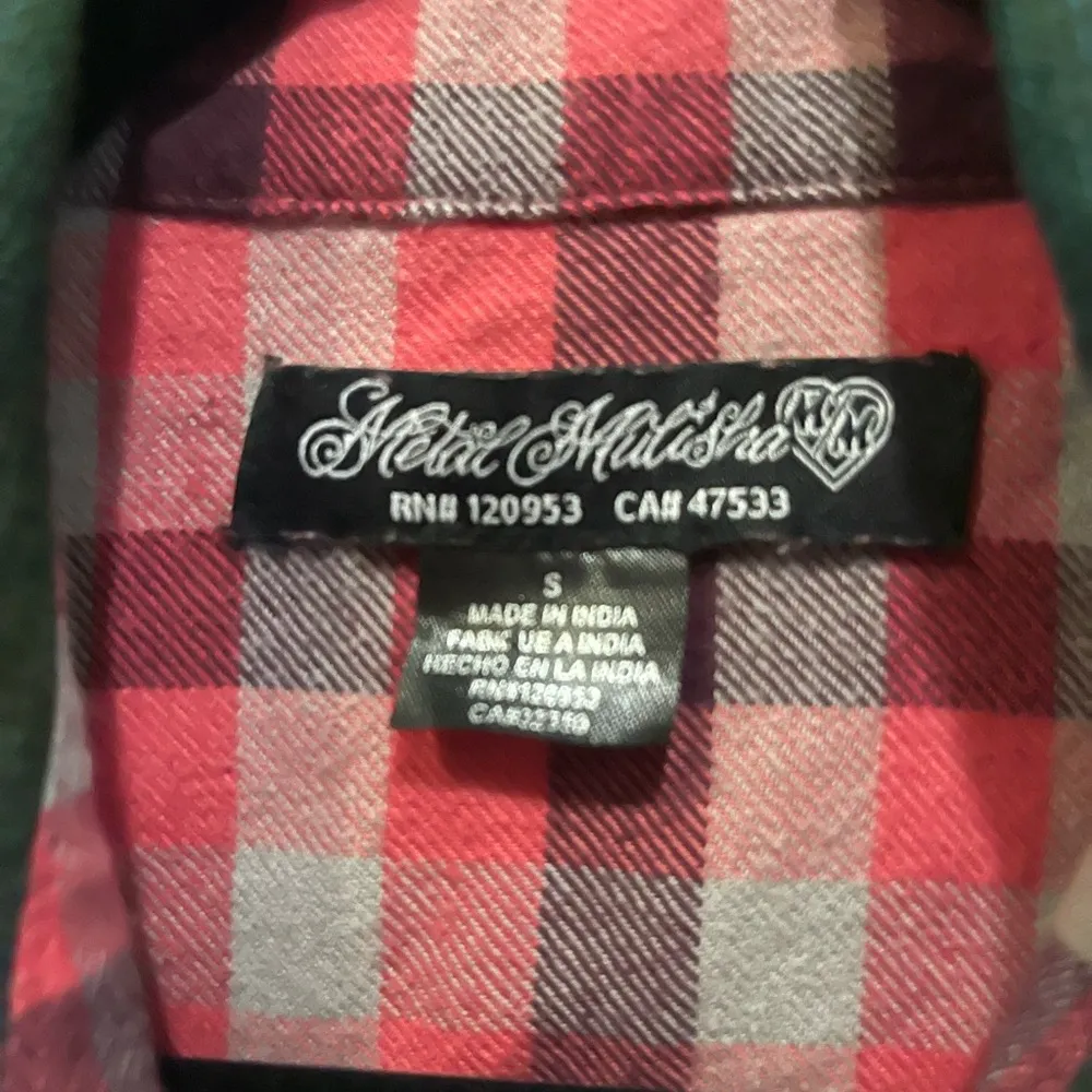 Women’s Metal Mulisha Red, gray, green Flannel Shirt - Image 4