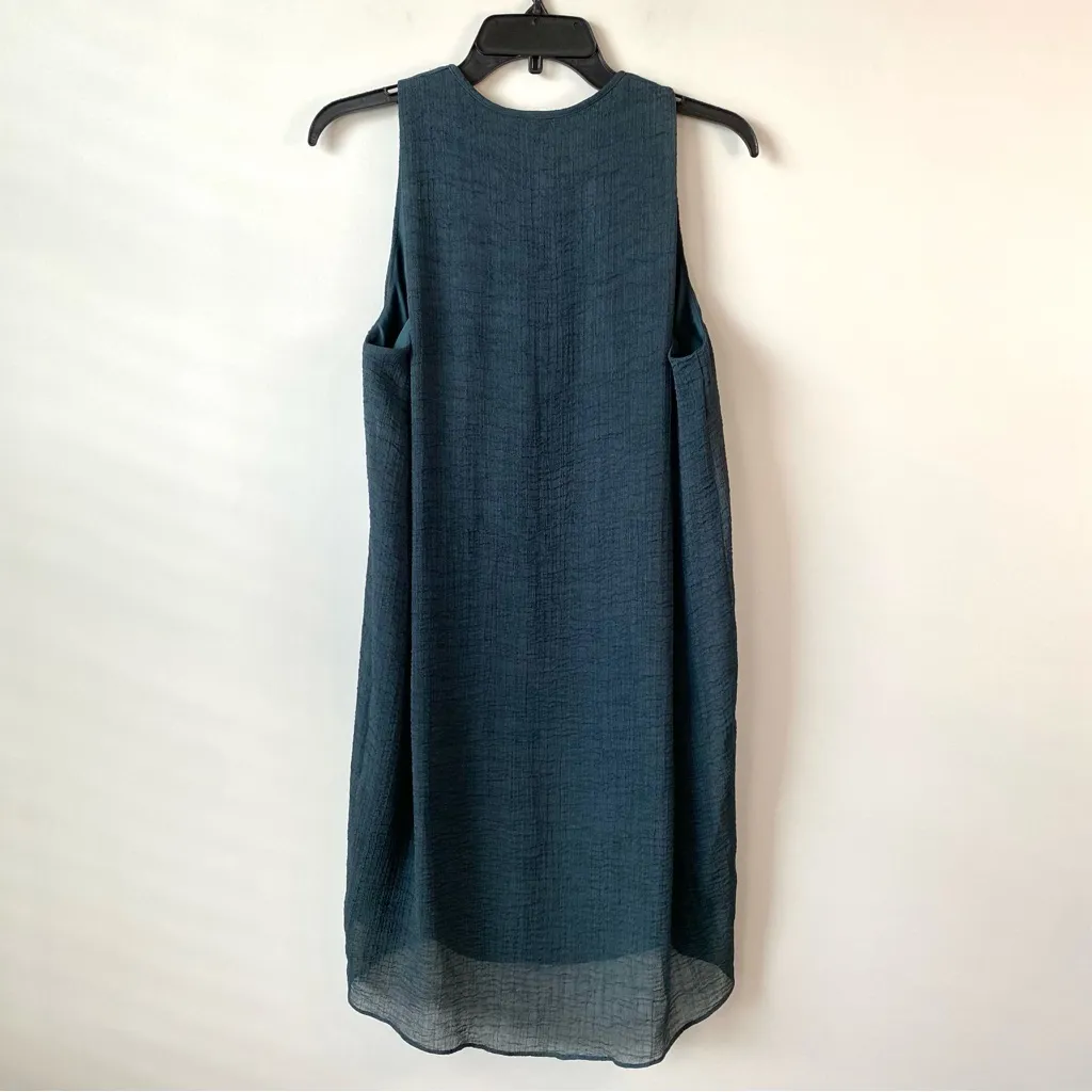Helmut Lang Breeze Crepe High Low Shift Dress Teal S - Image 6