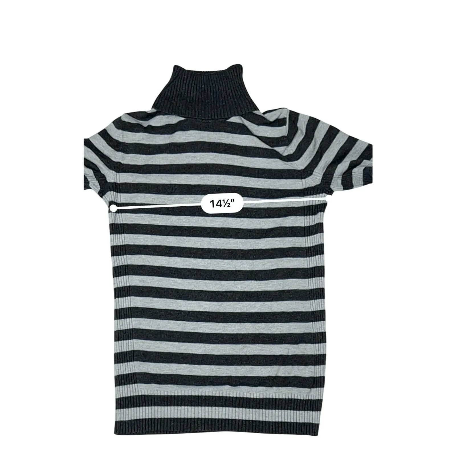Express Design Studio Gray Striped Turtleneck Sweater SMALL Casual Cottagecore - Image 5