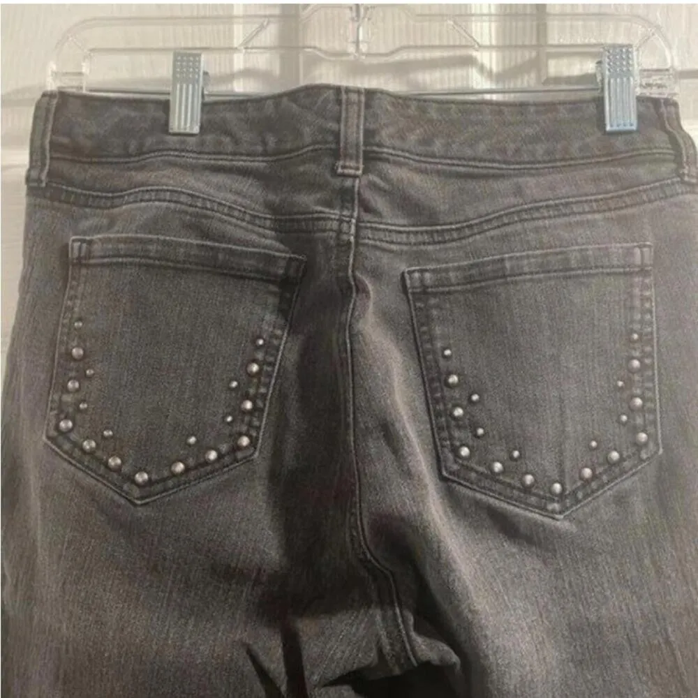 Style & Co. Denim Skinny Leg Dark Grey Skinny Jeans Embellished - Image 7