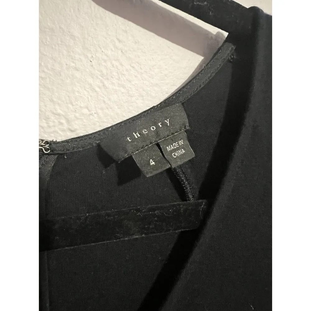 Theory Black Bodycon Knee Length Short Sleeve Dress - Image 5