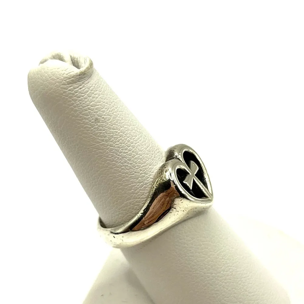 Retired James Avery Ring Eternal Love Heart Cross Sterling Silver 925 Size 8 - Image 4