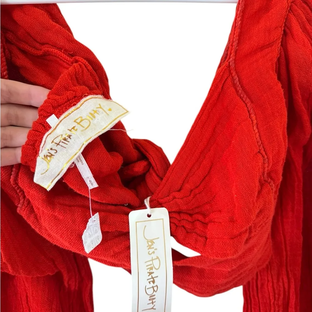 Jen’s Pirate Booty NEW Red Gauze Cotton Crop Top - Image 6