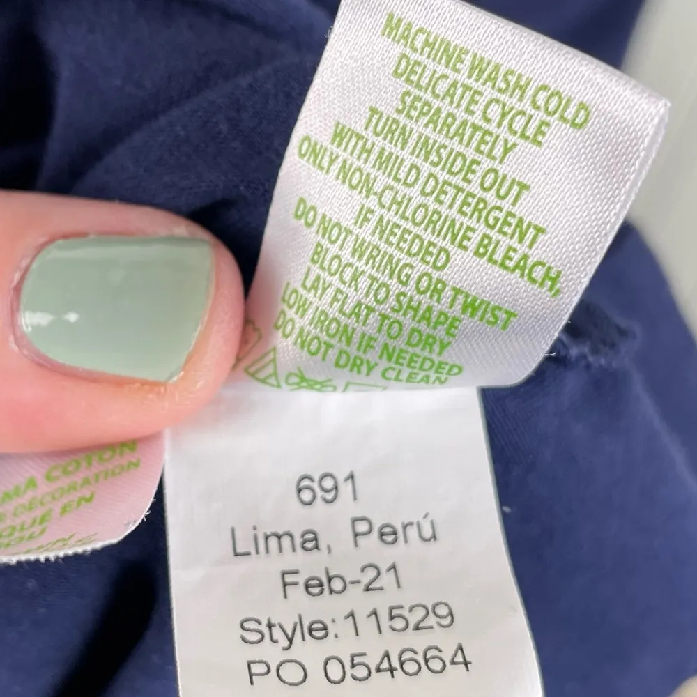 Lilly Pulitzer Brewster Contrast Trim T-Shirt Dress Pima Cotton Navy Size Large - Image 9