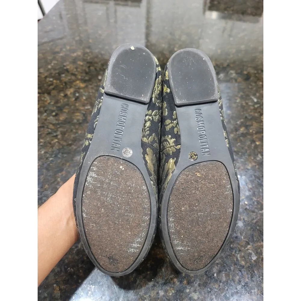 Cosmopolitan Ballet Shoes Women's Size 8.5M Black Gold Paisley Round Toe Slip On - Image 5