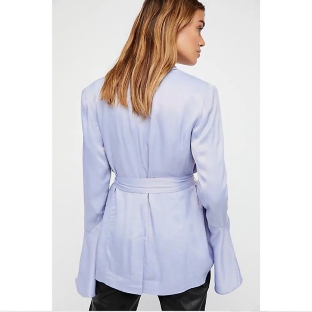 free people flared sleeve satin blazer - Image 2