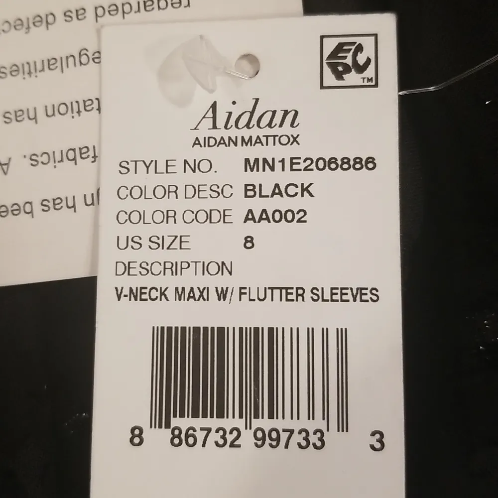 💕AIDAN MATTOX💕 Plunging V-Neck Flutter Sleeve Gown Black Burnout Floral 8 NWT - Image 14