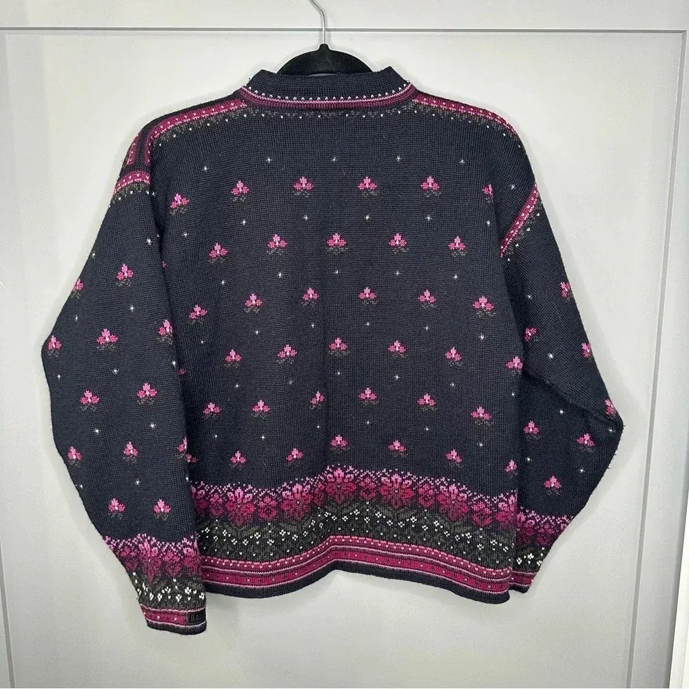 Vintage Dale of Norway Salt Lake City Olympics 2002 Full Zip Wool Sweater Medium Black - Image 2