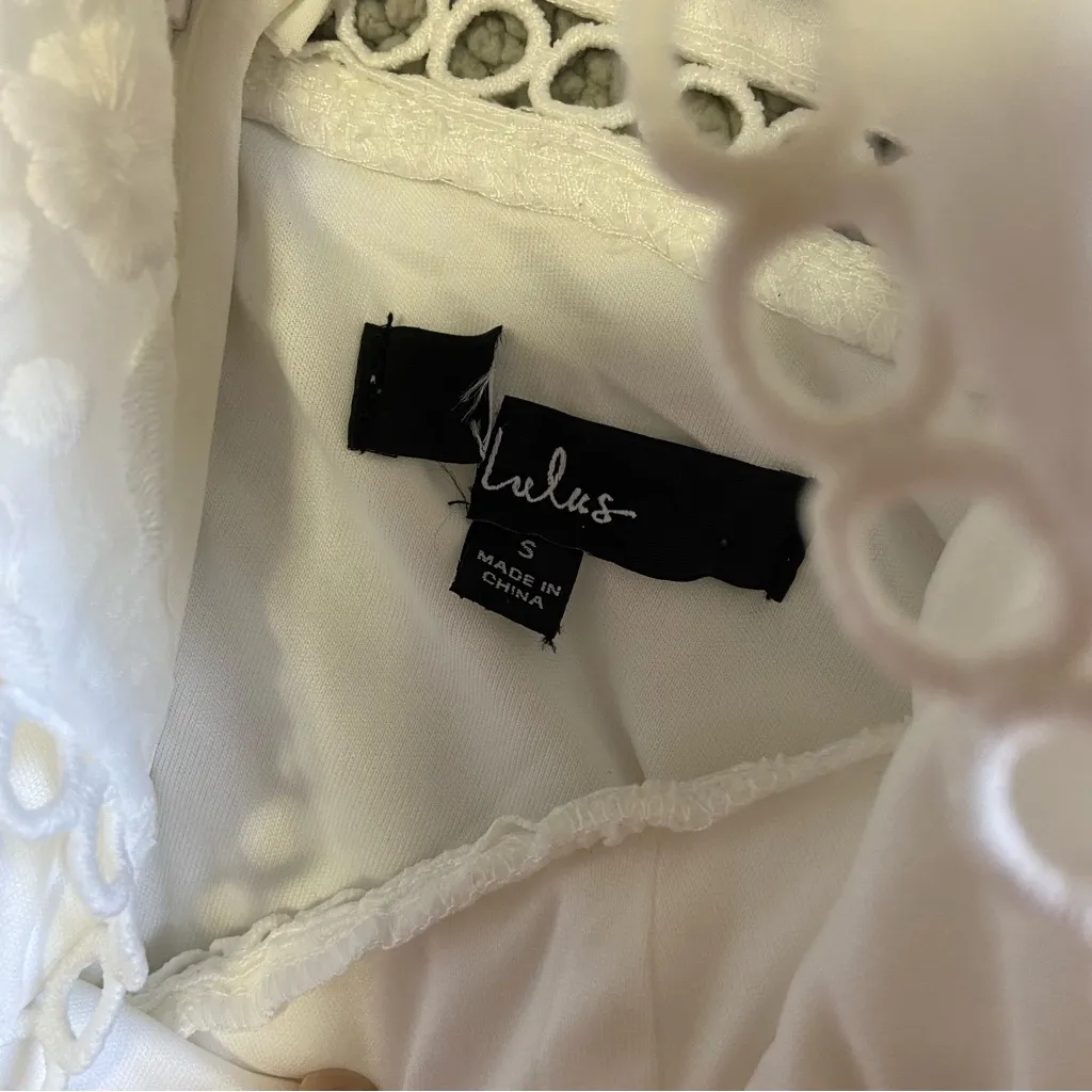 NWOT Lulus Look So Sweet White Floral Embroidered Organza Mini Dress - Image 3