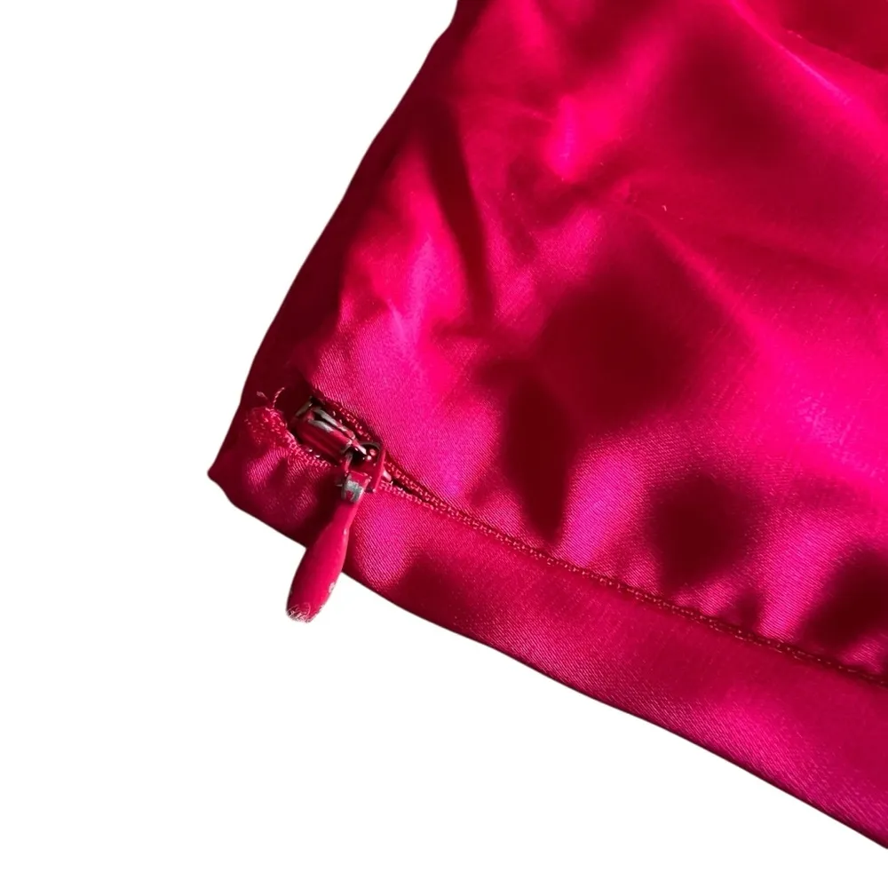 AMUR Deena One Shoulder Midi Dress in Rosie Raspberry Hot Pink Satin Cut Out 6 - Image 12