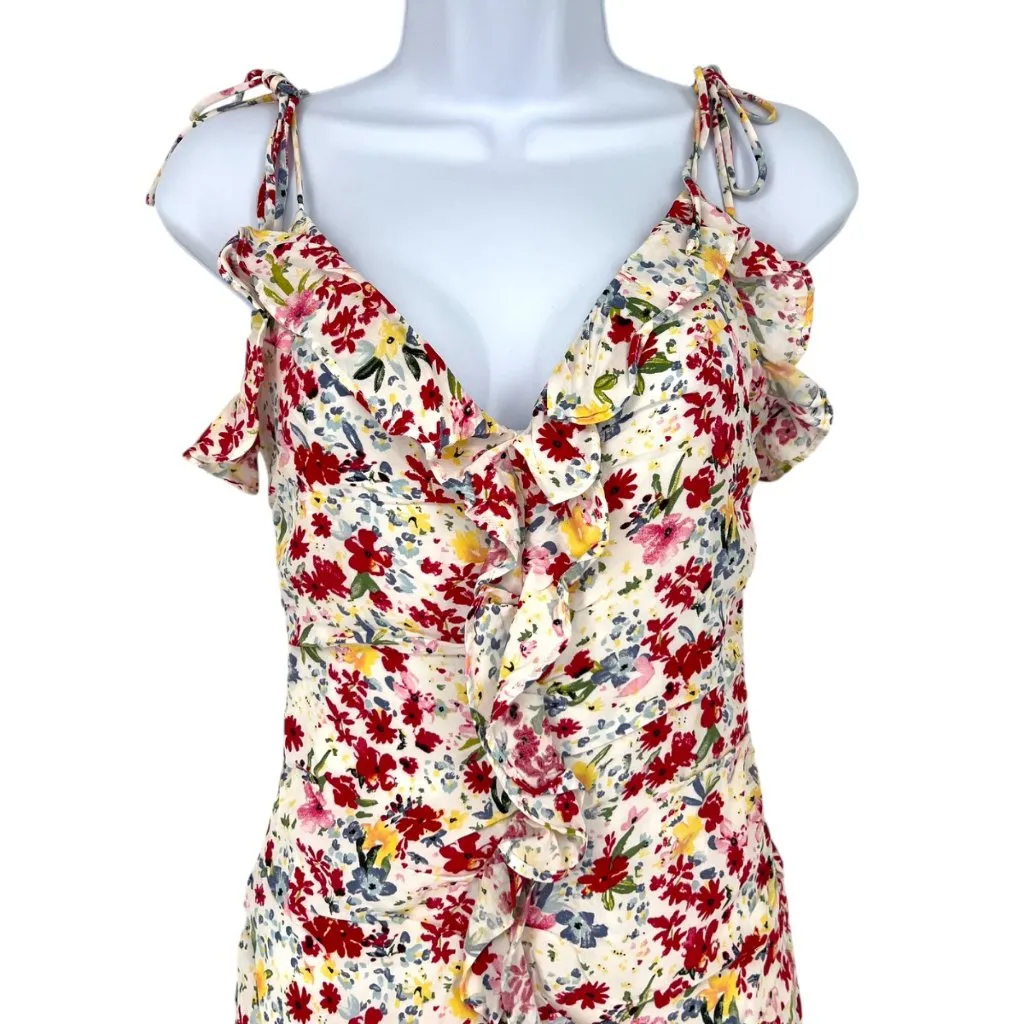 ASTR The Label Floral Ruffle Mini Dress White Multicolor Size XS - Image 3