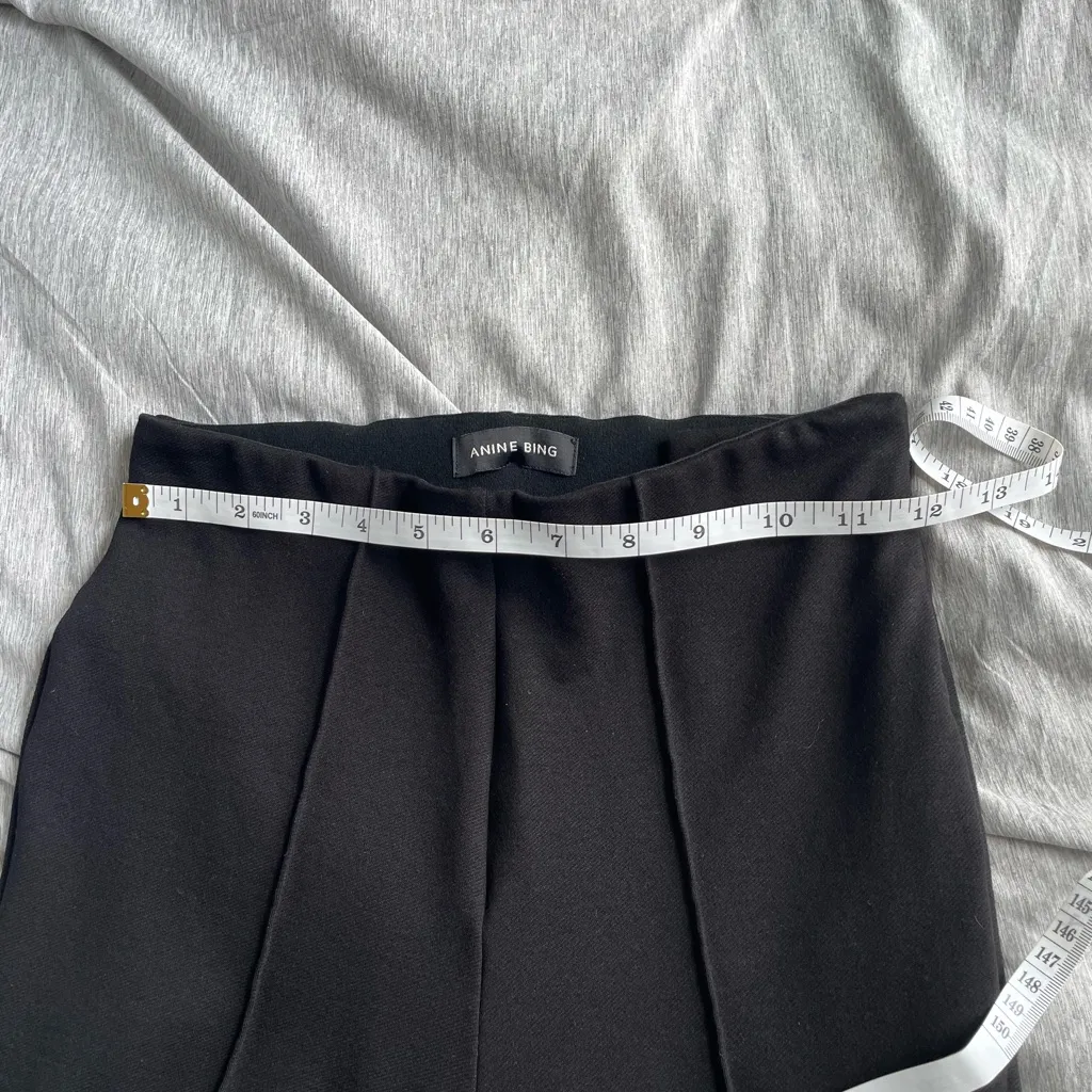 Anine Bing Max Pants Women's Black Straight Leg Split Hem Pants Size 34 2 Luxury - Image 13