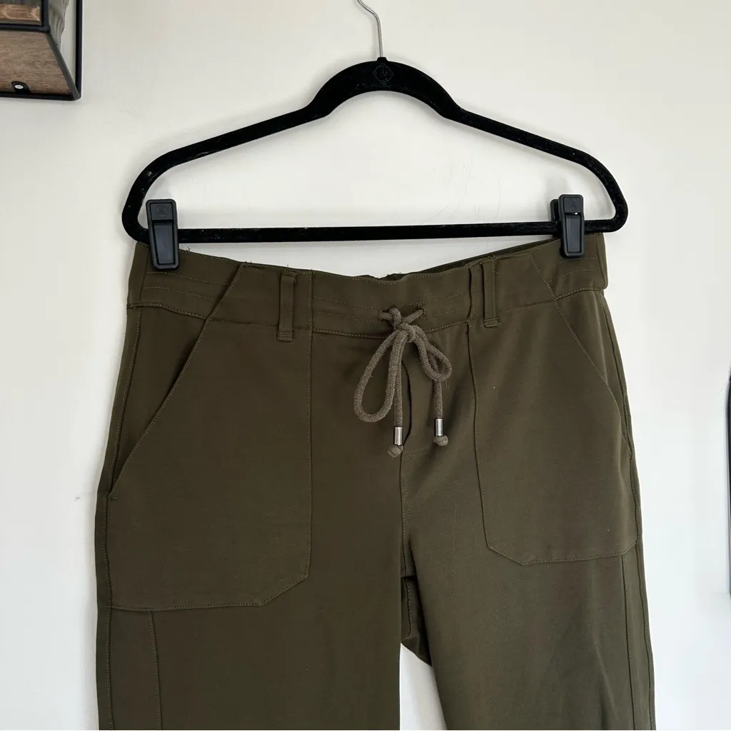 Democracy Army Green Elastic Drawstring Waist Utility Cuffed Pants Size Large - Image 3