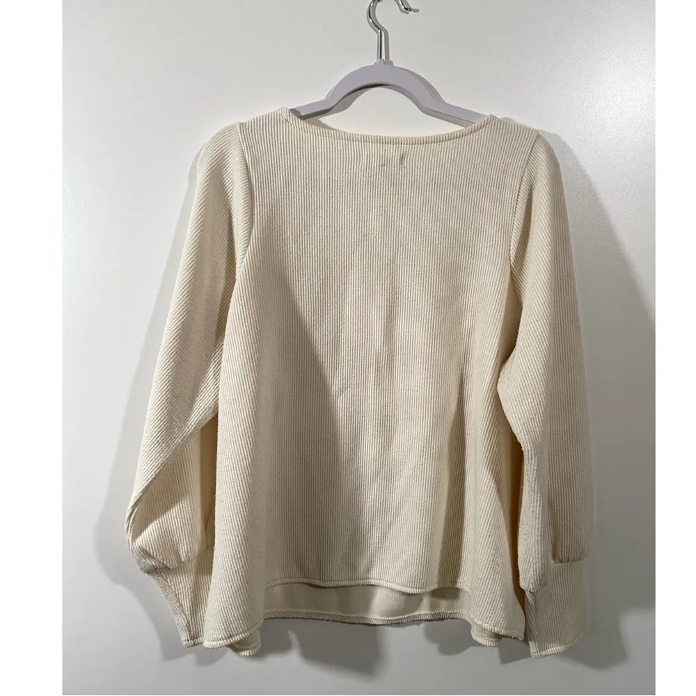 Madewell + Ottoman Rib Square-Neck Top in Cream Size 1X - Image 3