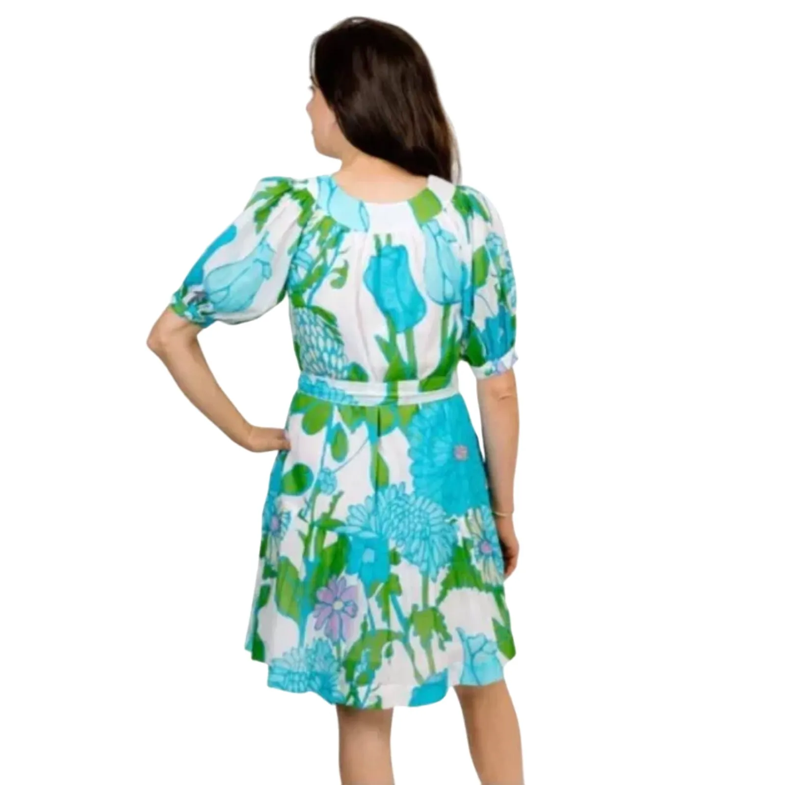 Olivia James The Label Anna Dress In Mod‎ Floral Aqua has Pockets Size XS Blue - Image 2